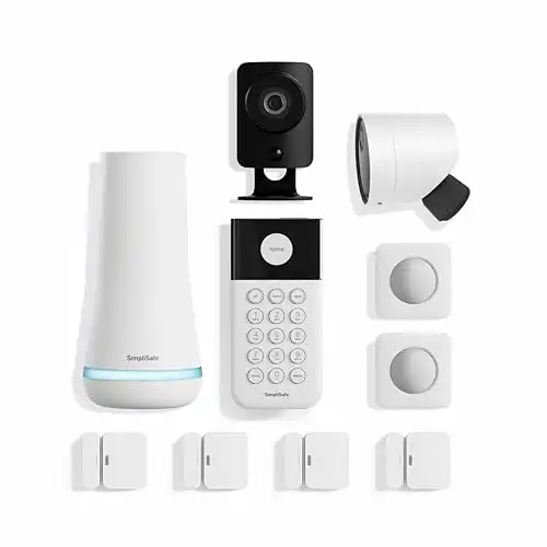 SimpliSafe 10 Piece Wireless Home Security System with Outdoor Camera Optional 24/7 Professional Monitoring No Contract Compatible with Alexa and Google Assistant