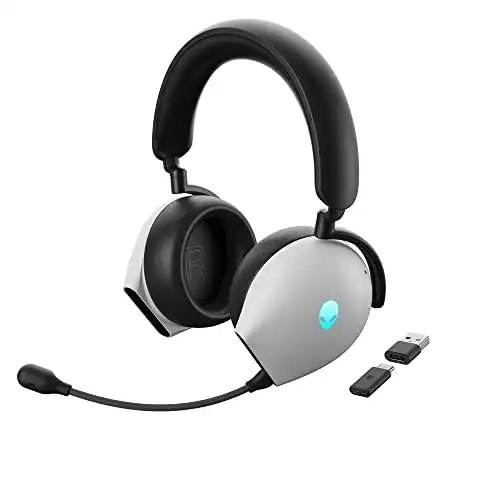 Alienware AW920H Tri-Mode Wireless Gaming Headset Dolby Atmos Virtual Surround Sound, Active Noise Cancelling, AI-driven Noise-Cancelling microphone, USB-C Wireless Dongle Lunar Light,...