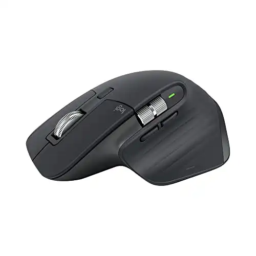 Logitech MX Master 3S Wireless Performance Mouse, Ergo, 8K DPI, Track on Glass, Quiet Clicks, USB-C, Bluetooth, Windows, Linux, Chrome Graphite With Free Adobe Creative Cloud S...