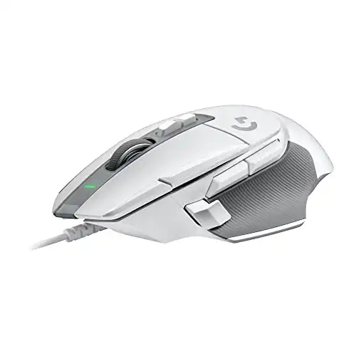 Logitech G502 X Wired Gaming Mouse LIGHTFORCE hybrid optical-mechanical primary switches, HERO 25K gaming sensor, compatible with PC macOS/Windows White