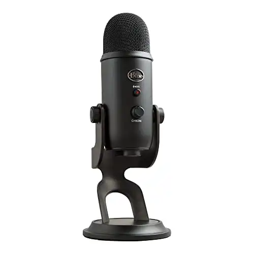 Logitech for Creators Blue Yeti USB Microphone for Gaming, Streaming, Podcasting, Twitch, YouTube, Discord, Recording for PC and Mac, 4 Polar Patterns, Studio Quality Sound, Plug & Play-Blackout