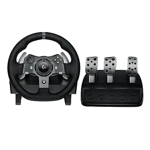 Logitech G920 Driving Force Racing Wheel and Floor Pedals, Real Force Feedback, Stainless Steel Paddle Shifters, Leather Steering Wheel Cover for Xbox Series X|S, Xbox One, PC, Mac Black