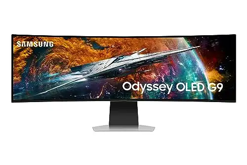 SAMSUNG 49 Odyssey OLED G9 (G95SC) Series Curved Smart Gaming Monitor, 240Hz, 0.03ms, G-Sync Compatible, Dual QHD, Neo Quantum Processor Pro, LS49CG954SNXZA, 2023