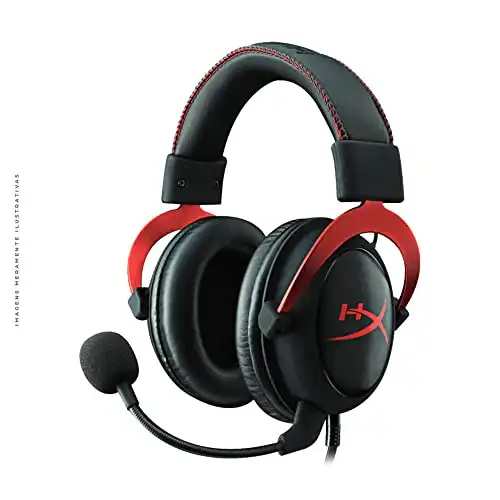 HyperX Cloud II Gaming Headset, 7.1 Surround Sound, Memory Foam Ear Pads, Durable Aluminum Frame, Detachable Microphone, Works with PC, PS5, PS4, Xbox Series X|S, Xbox One Red