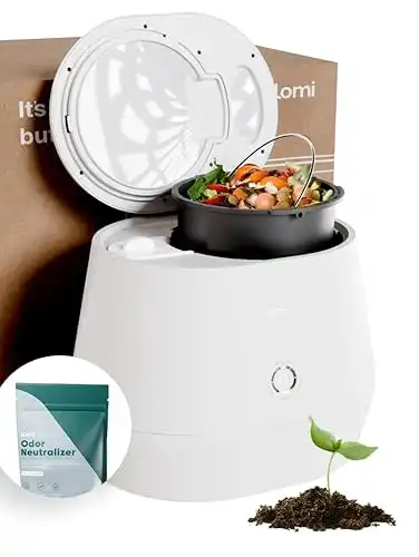 Lomi 1.3 3L, Electric Composter (45 Cycles), World s First Smart Waste That Turns Waste into Natural Fertilizer with a Single Button, Indoor Compost - Kitchen Food Recycler (White, Lomi 1.3)