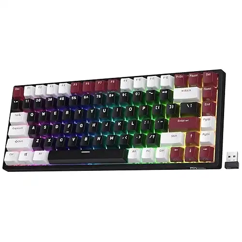 RK ROYAL KLUDGE RK84 RGB Limited Ed, 75% Triple Mode BT5.0/2.4G/USB-C Hot Swappable Mechanical Keyboard, 84 Keys Wireless Gaming Keyboard, RK Yellow Switch, Americano Black