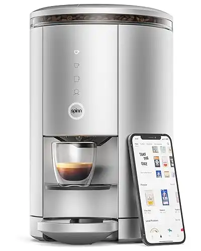 SPINN Espresso & Coffee Machine, Smart WiFi Automatic Coffee Maker, Cold Brew & Espresso Machine Combo with Programmable Centrifugal Brewing & Grinder, Water Supply Line Compatible, No Ref...