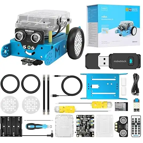 Makeblock mBot Robot Kit with Dongle, 25ft Range Bluetooth Conection, STEM Projects for Kids Ages 8-12 Learn to Code with Scratch Arduino, Robot Kit for Kids, STEM Toys for Beginners