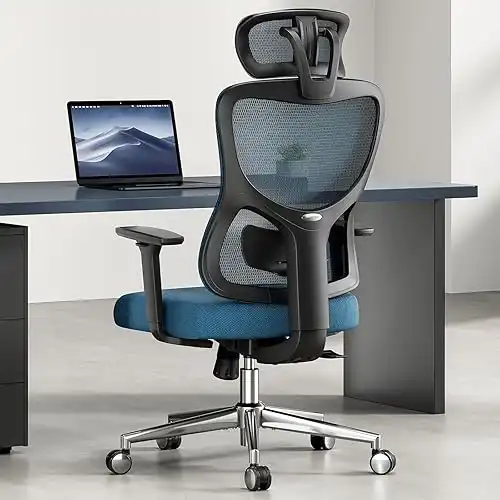 Soohow Ergonomic Mesh Office Chair, Computer Desk Chair Ergonomic, High Back Office Chair with Headrest, Adjustable Lumbar Support and 3D Armrests,Blue.