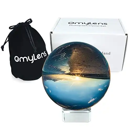 Lens Ball (80mm), K9 Crystal Ball with Stand and Silk Bag, for Photography Accessories and Props, Heal Magic Ball and Decorative(8cm/3.15 Set Clear Crystal Ball)