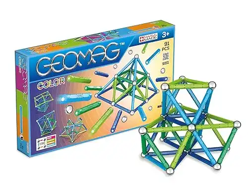 Geomag COLOR 91-Piece Magnetic Building Set, Certified STEM Construction Toy, Safe for Ages 3 and Up