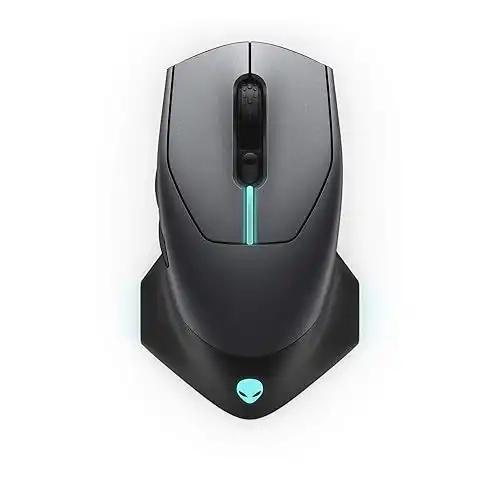 Alienware Wired/Wireless Gaming Mouse AW610M: 16000 DPI Optical Sensor 350 Hour Rechargeable Battery, 7 Buttons, 3-ZONE 16.8m AlienFX RGB Lighting, Edge-Free Design, Ergonomic, Dark Side of th...