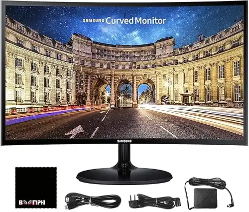 Samsung CF390 27 Curved Monitor LCD FHD, 16:9, 1920 1080, HDMI, VGA, VESA, Eye Saver & Flicker-Free Tech Boomph s Comprehensive Ultimate Performance Cloth Solution for Your Works...