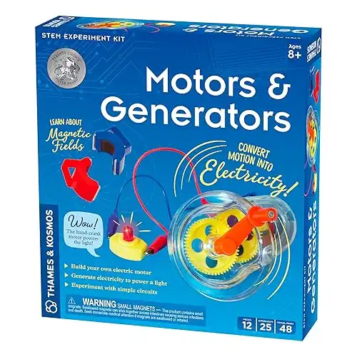 Thames & Kosmos Motors & Generators Science Kit | 25 Guided STEM Experiment Lessons | 48 Page Color Student Guide | Grades 3-6 | Ages 8+ | Play & Learn | Parents Choice Silver Award...