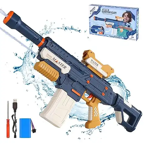 Electric Water Gun, Powerful Squirt Guns for Adult - Double Shooting Mode Fully Auto Water Blasters Long Range 32 Ft, 500cc Large Capacity, Super Water Soaker Outdoor Pool Toys for Kids Ages 8-12